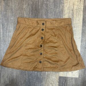Faux suede Button-Front Skirt